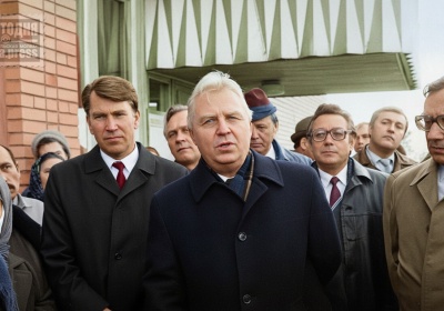 Секретарь ЦК КПСС Е. К. Лигачев в агропромышленном объединении «Новомосковское».