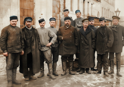 Участники стачки на заводе Маркова (групповой портрет). 